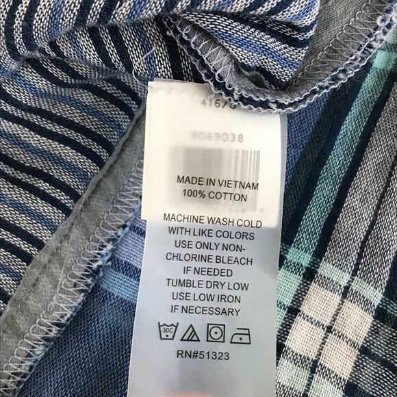 Vince Camuto Cotton Mixed-Print Henley Top Women's Small Split V-Neck Pockets - Picture 10 of 10